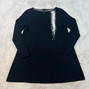 Vintage Sarah Pacini Black Womens One Size Knit Sweater Dress A-Line Long Sleeve